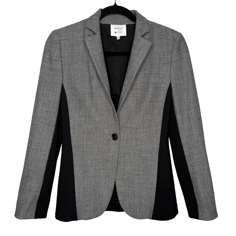 Akris Punto Wool Blazer Jacket 4 (Small) Single Button Slimming Saks Fifth Ave