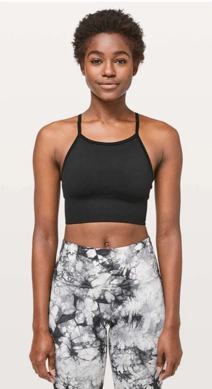 Lululemon Ebb To Street Bra Size 4 Black Long Line