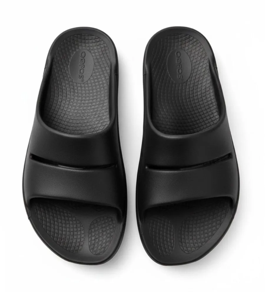 OOFOS OOahh Recovery Slide Sandals Women 7 Black Arch Support OOfoam
