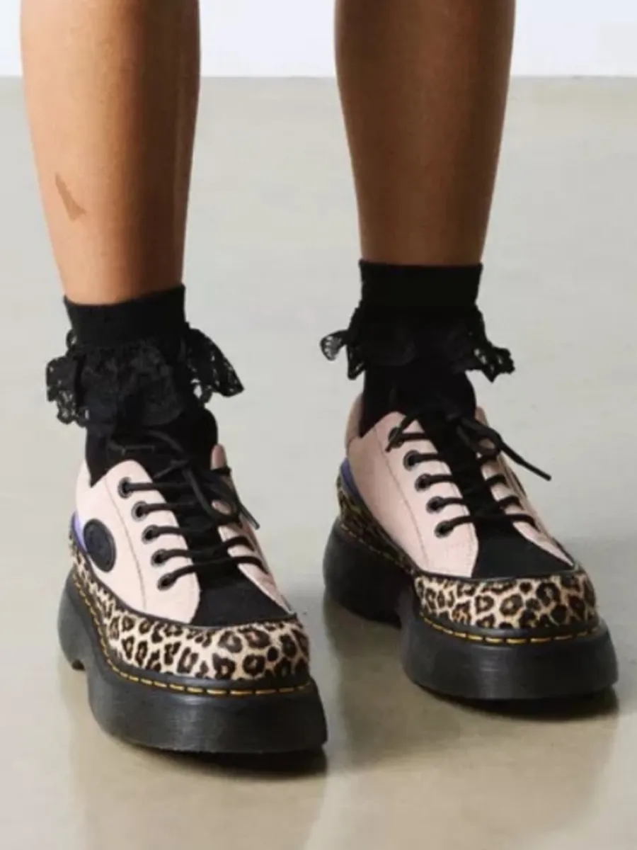 Dr. Martens Pink, Black and Leopard Platform Creepers