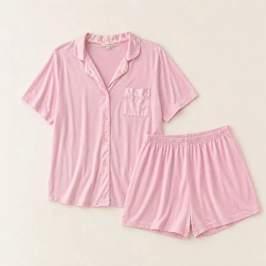 Laura Ashley Pink Polka Dot Pajama Set – Size Large
