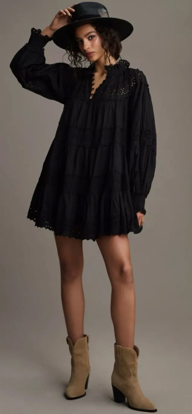 Maeve Long-Sleeve Lace Mini
Dress