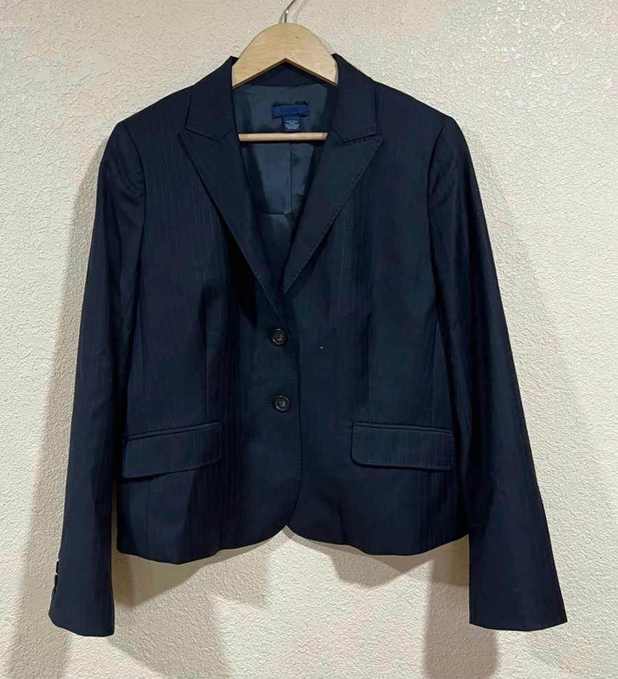 J. Crew navy blue pinstripe striped wool blazer jacket