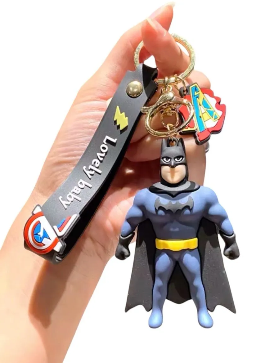 Batman Rubber Figure Keychain with Black Strap
