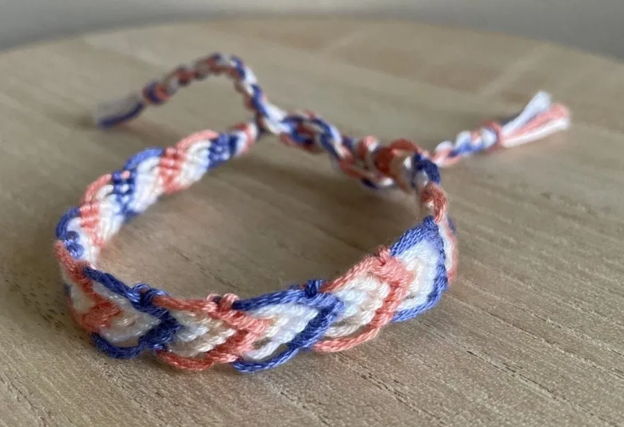 Sonali Woven Friendship Bracelet OS Orange Blue Women Braided Cotton Thread