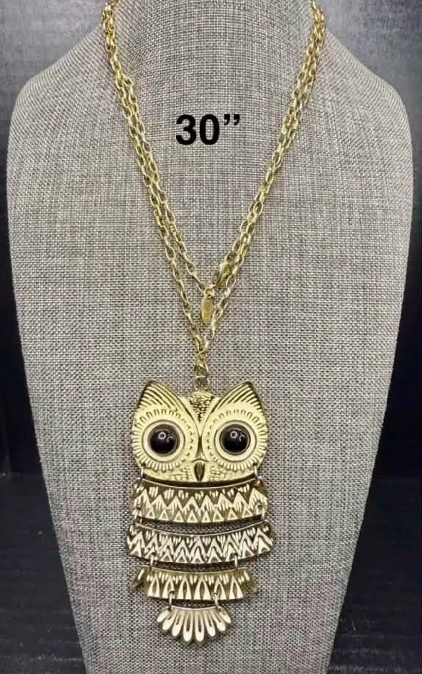 Gold Owl Pendant Necklace