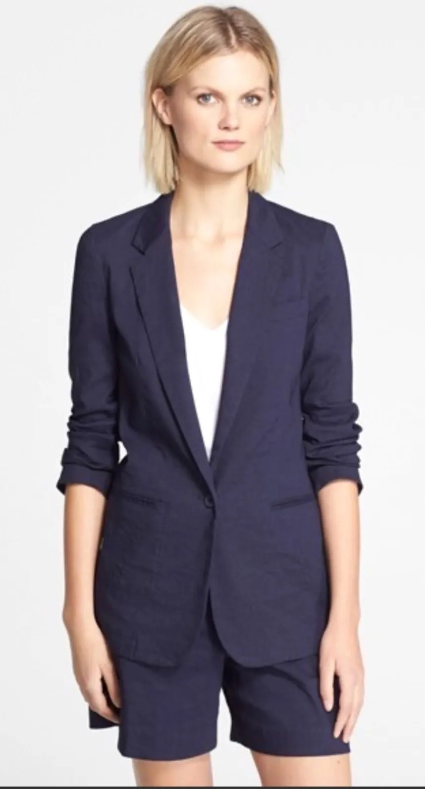 Theory Grinson Navy Linen Blend Blazer 4 structured minimalist layered classic