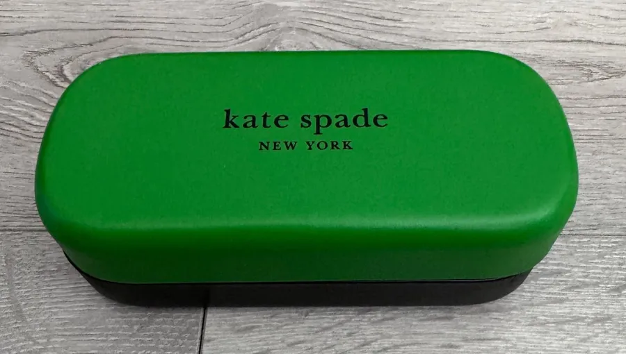 Kate Spade New York Green Black Hard Shell Glasses Case Hello Sunshine Logo
