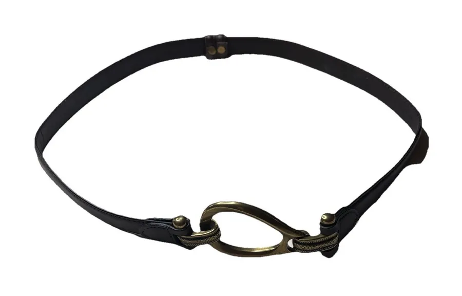 Vintage Brown LeatherWomens Belt With Brass Oval Buckle Adjustable Up to 43" M/L Size M