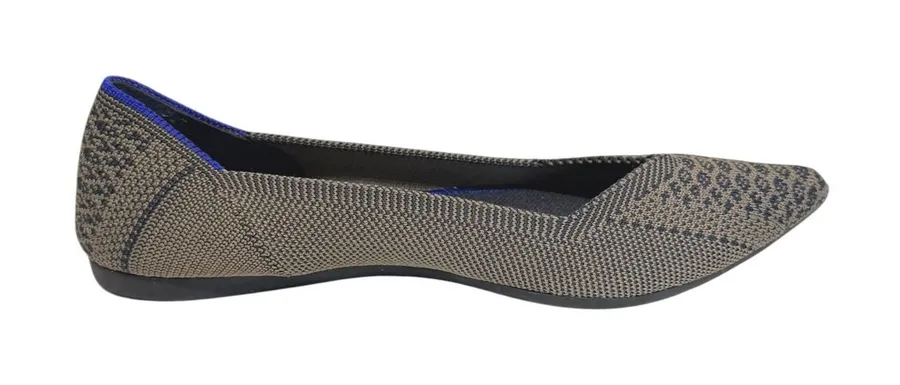 Rothy's The Point flat shoes Walnut Python snake print Toe Knit Size 7.5 W