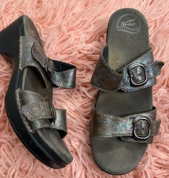 Dansko chunky leather platform clog sandals