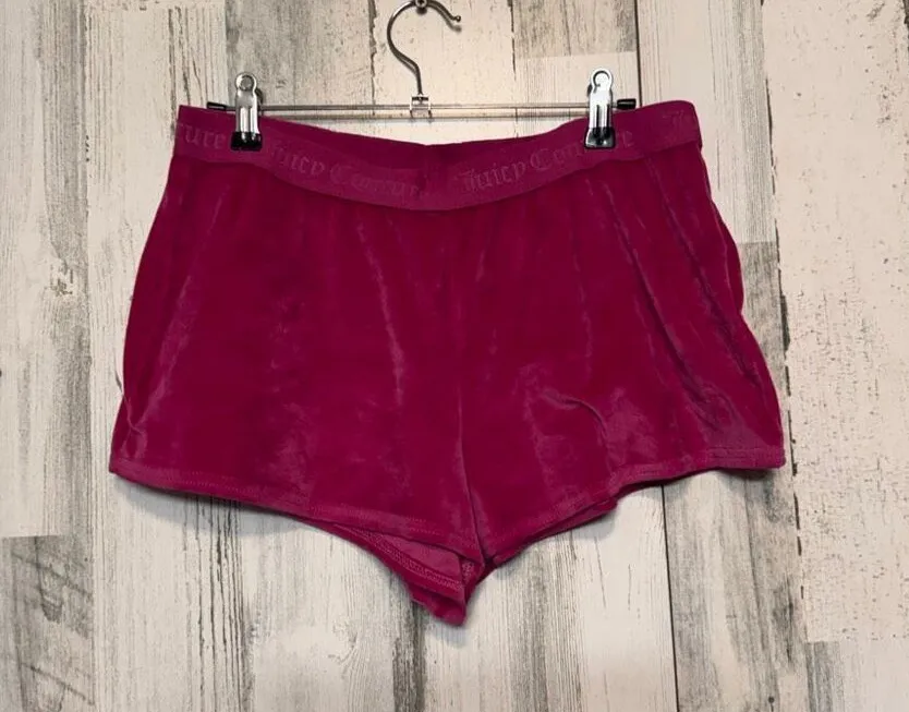 Juicy Couture Sleepwear Velour Shorts Womens Medium Hot Pink Rhinestone Logo