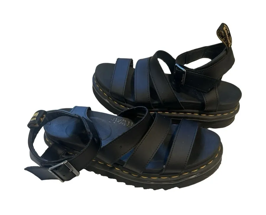 Dr Martens Blair L Leather Strap Sandals Black Sz 8 JY004