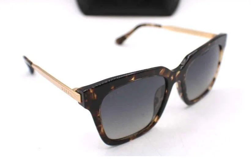 DIFF Eyewear Bella Cat Eye Sunglasses Tortoise Gold Frames Oversized w/ Case
