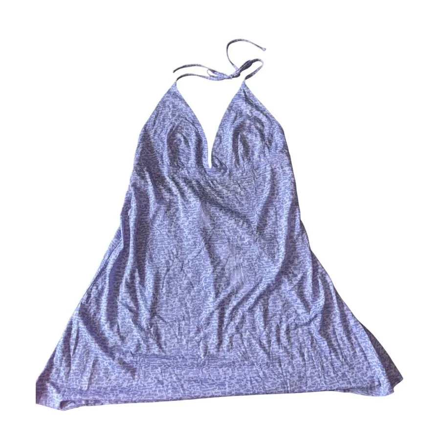 Lucky Brand Halter Swimsuit Coverup Purple Animal Print Sleeveless Casual Dress