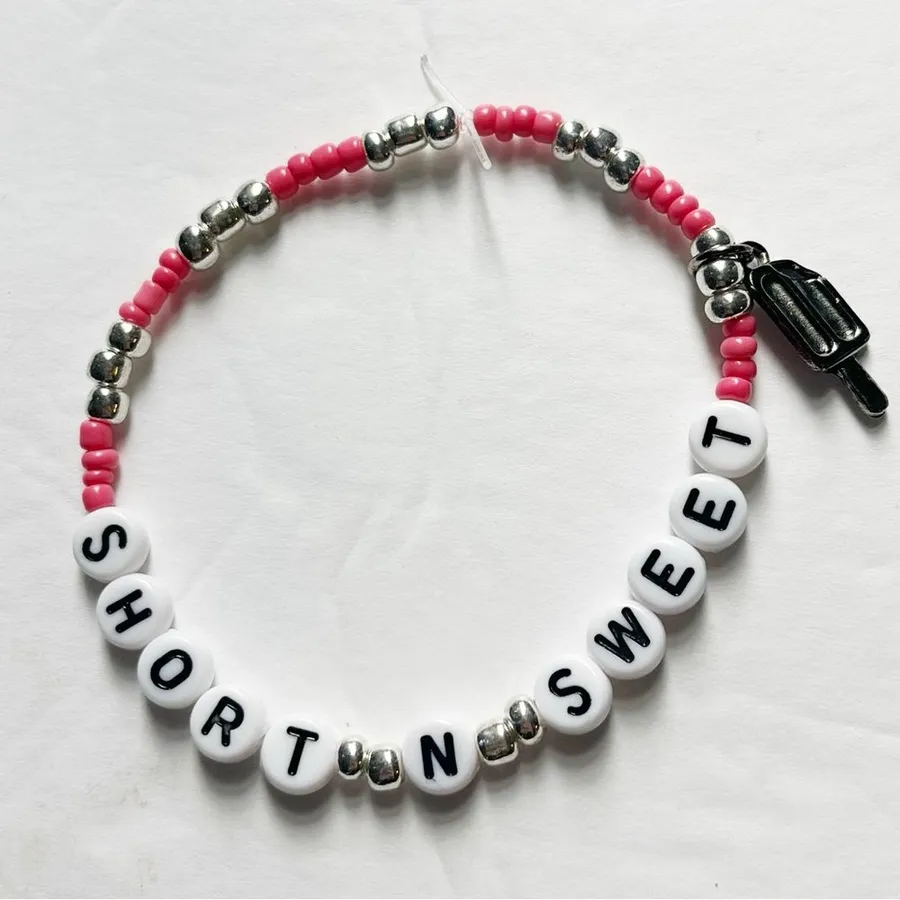 Sabrina Carpenter Short N Sweet Beaded Friendship Bracelet Pink & Silver