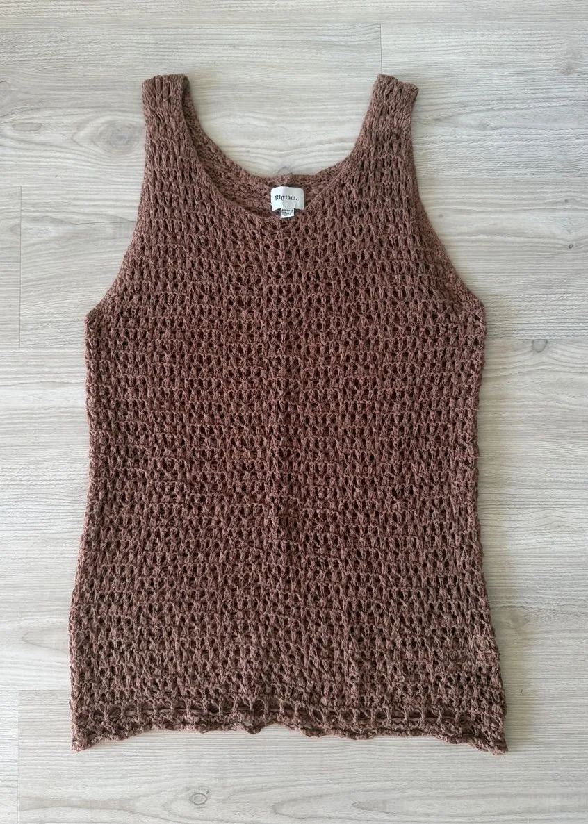 Rhythm. Crochet Cover Up Brown Size M