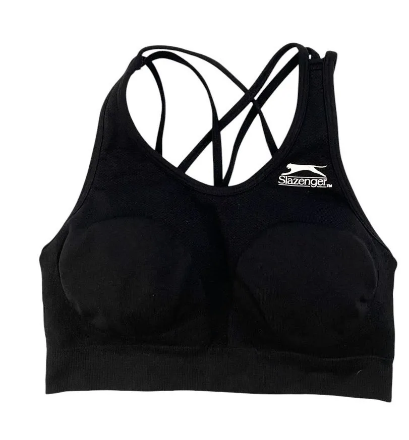 Slazenger Black Crisscross Strappy Sports Bra