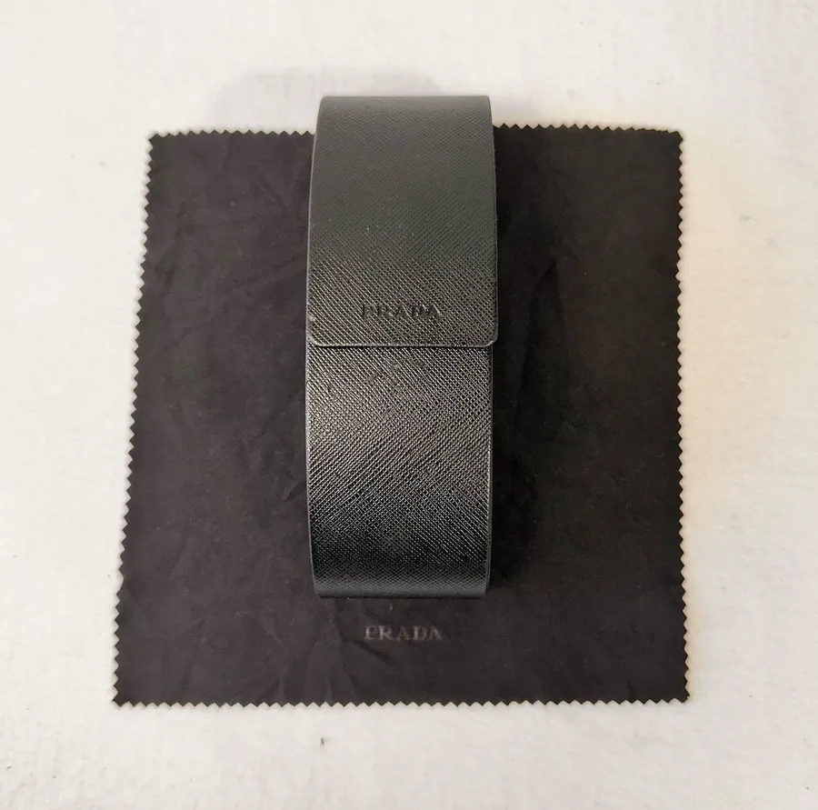 Prada Hard Case Black For Sunglasses Black Faux Leather Cloth Flip Top Magnetic