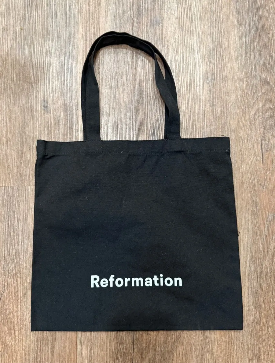 Reformation Black Canvas Tote Bag Reusable Shopping Bag Minimalist