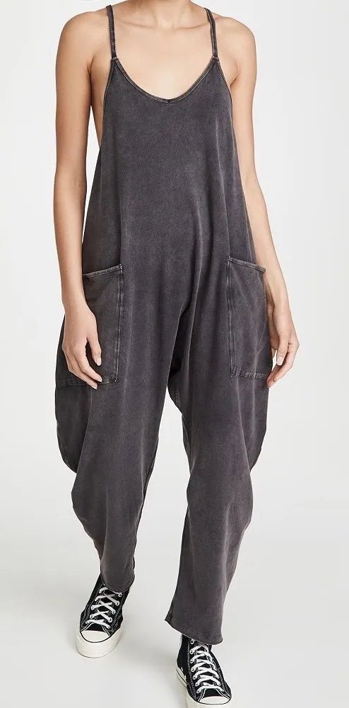 FP Movement Free People Hot Shot Onesie Grey Baggy Jumpsuit Size Medium