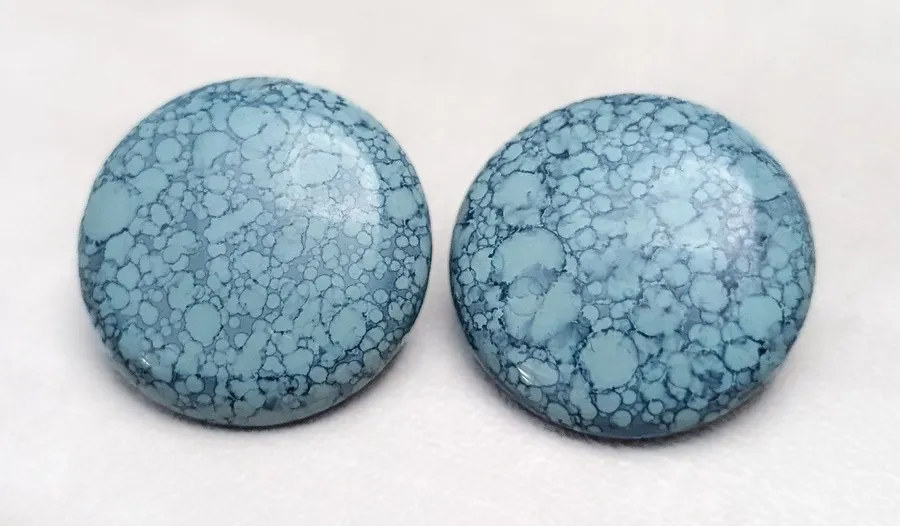 Vintage Clip On Earrings Unusual Shade of Light Blue Button Style Earrings