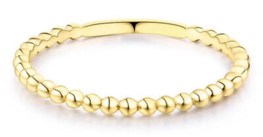NEW Dainty 14k Gold-Plated Bead Ball Ring, Jewelry, Size 7