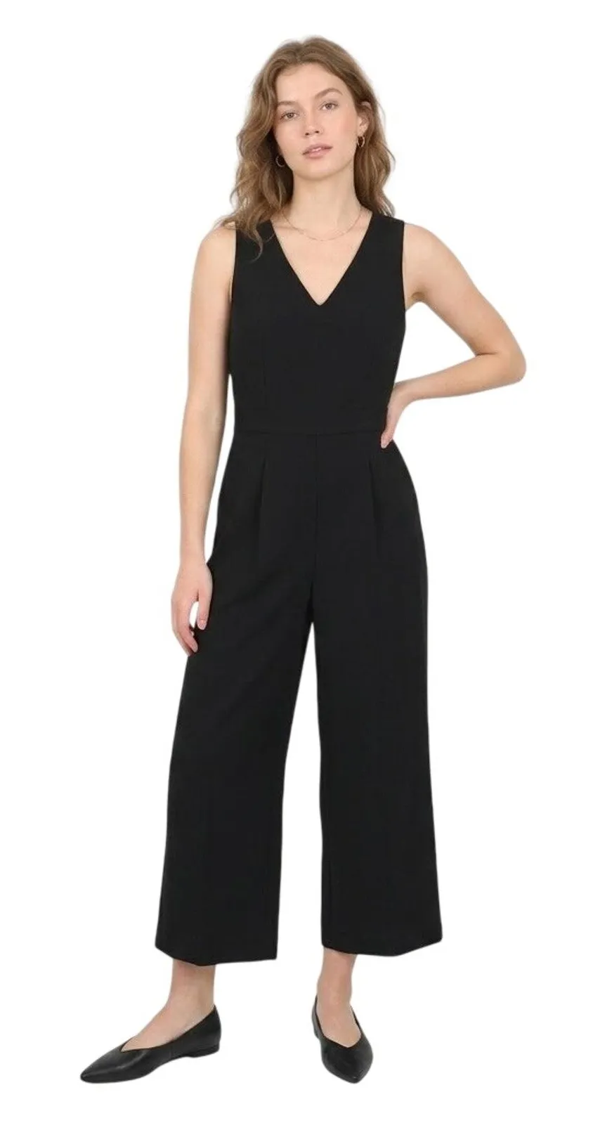 Banana Republic Black Cropped Wide Leg Sleeveless Jumpsuit Size 2