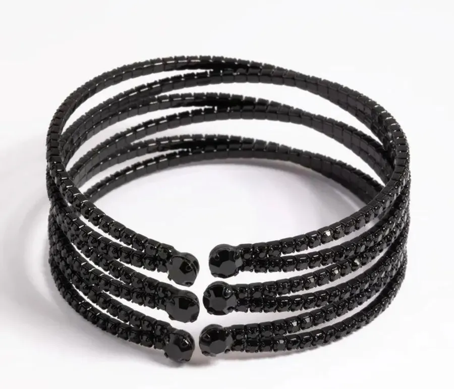 Zig Zag Open Cuff Bracelet Black