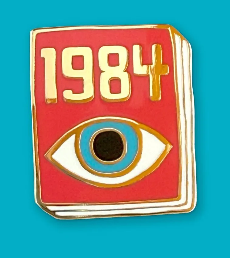 NEW Ideal Bookshelf Classic Books 1984 Enamel Pin Red