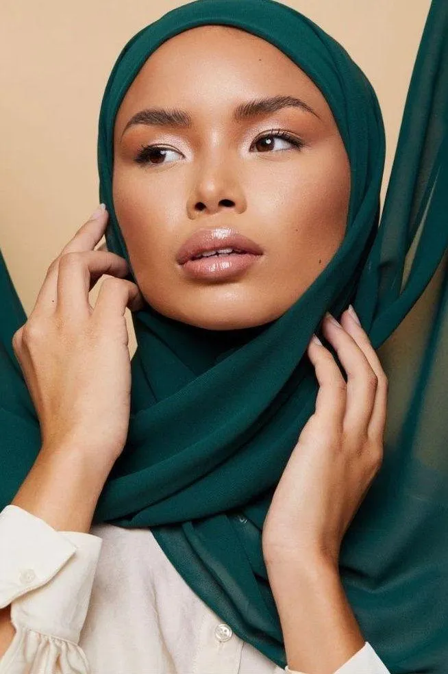 VOILE CHIC Premium Chiffon Forest Green Hijab Scarf For Women
