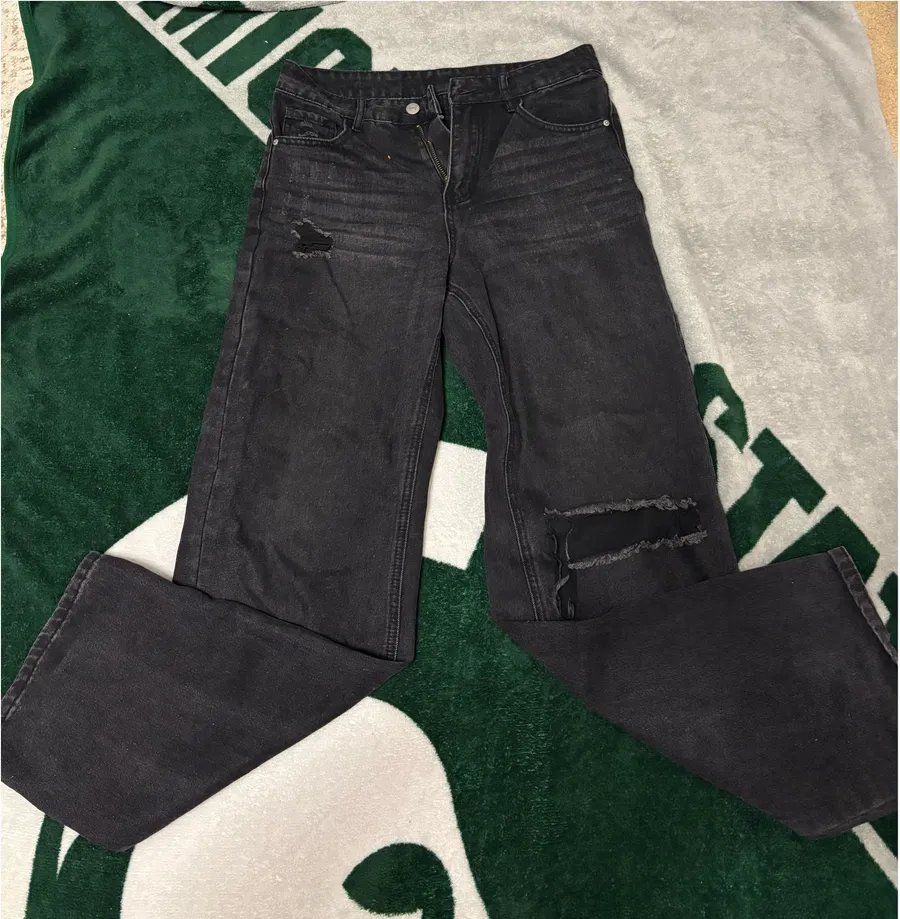 Black Ripped Jeans Shein High-Waisted Straight Leg