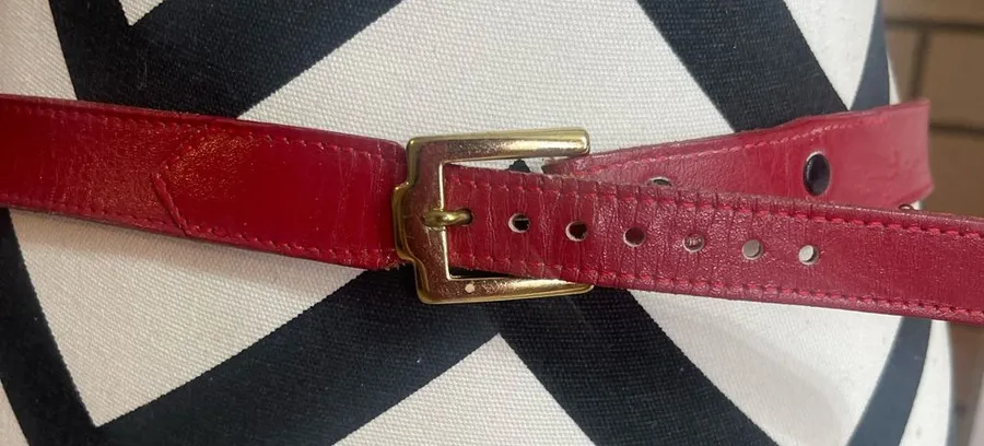 Justin Boots Women's 34 Red Leather Belt Skinny Top Grain Cowhide USA Western