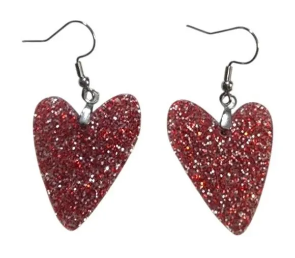 Ruby Glitz Acrylic Drop Earrings