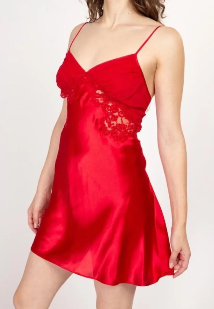 Victoria's Secret Gold Label vintage red satin slip dress size Medium