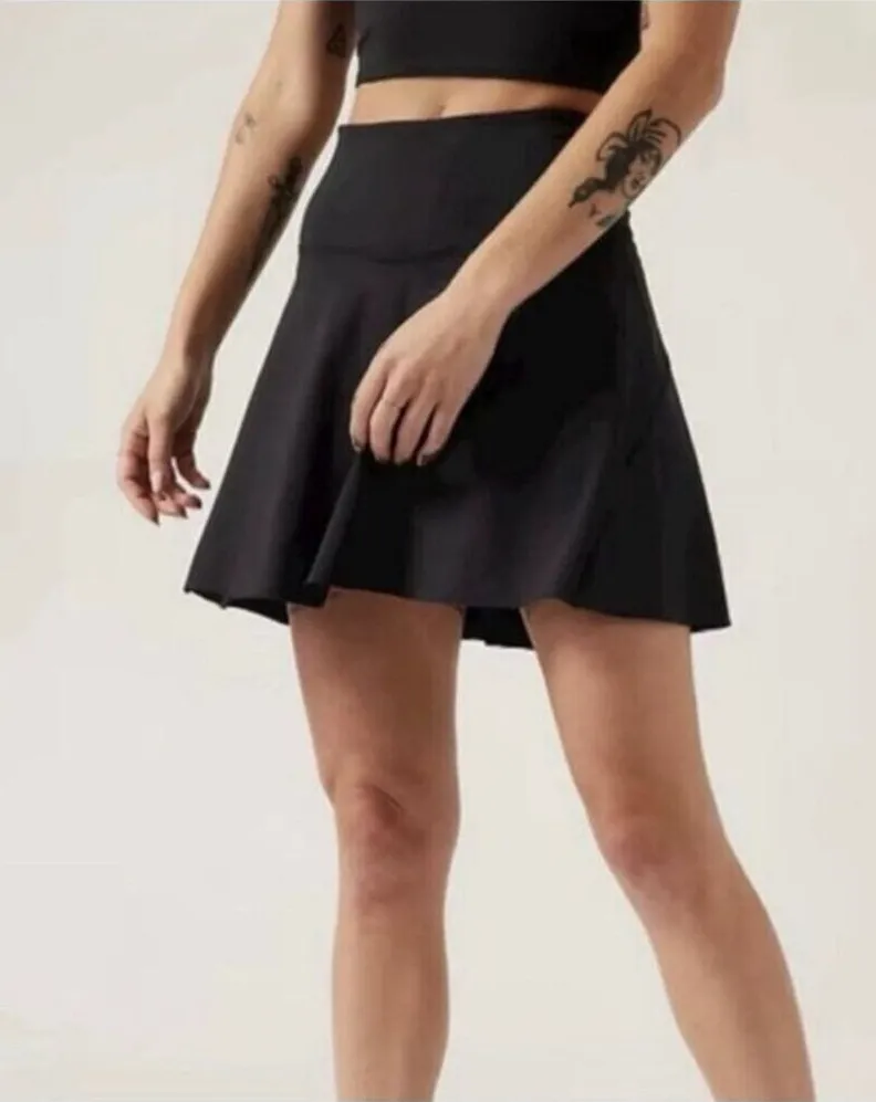 Athleta High Rise Athletic Tennis Skort 19.5" black size 14 skirt golf