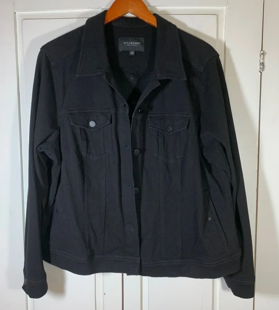 Liverpool Los Angeles Black Stretch Denim Style Jacket XXL Womens Minimalist