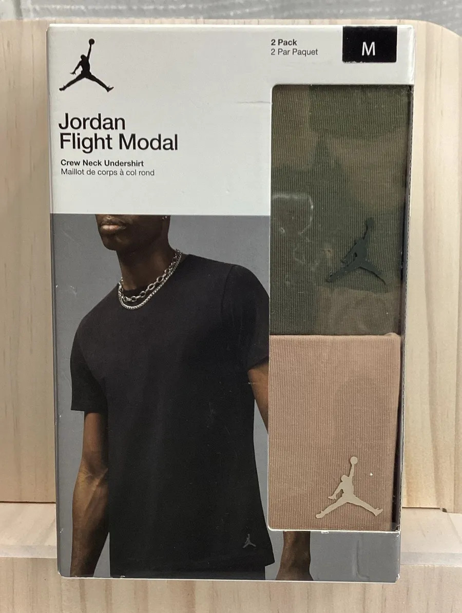 Jordan Flight Modal Men’s Crew Neck Undershirt Size Medium Multicolor 2 Pack NEW!