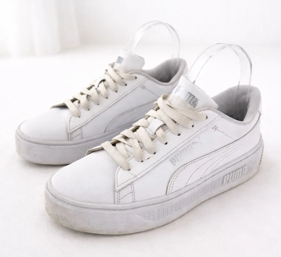 Puma Smash 3.0 Platform Sneakers Women 7.5 White Leather Chunky Streetwear