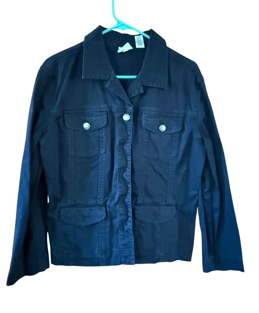 Chico's Black Button-Front Jean Jacket
