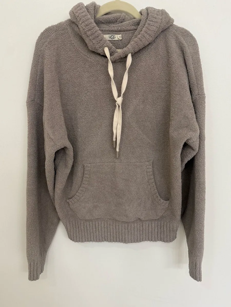 UGG Women's Taupe Plush Hoodie Sweater Women’s Size Large