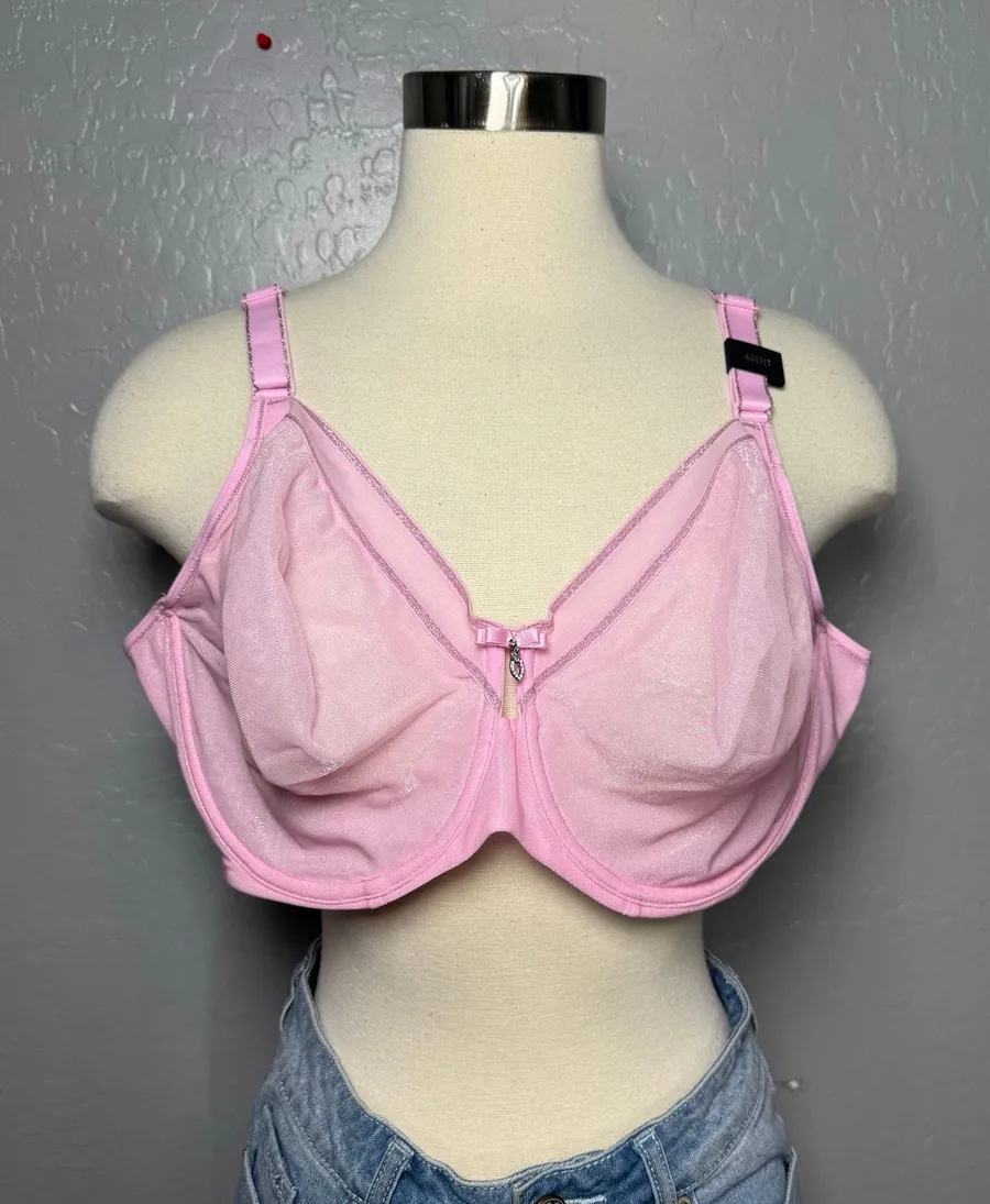 Curvy Couture Shimmer Unlined Underwire Bra, Pink Fizz Shimmer, 44DD Size undefined