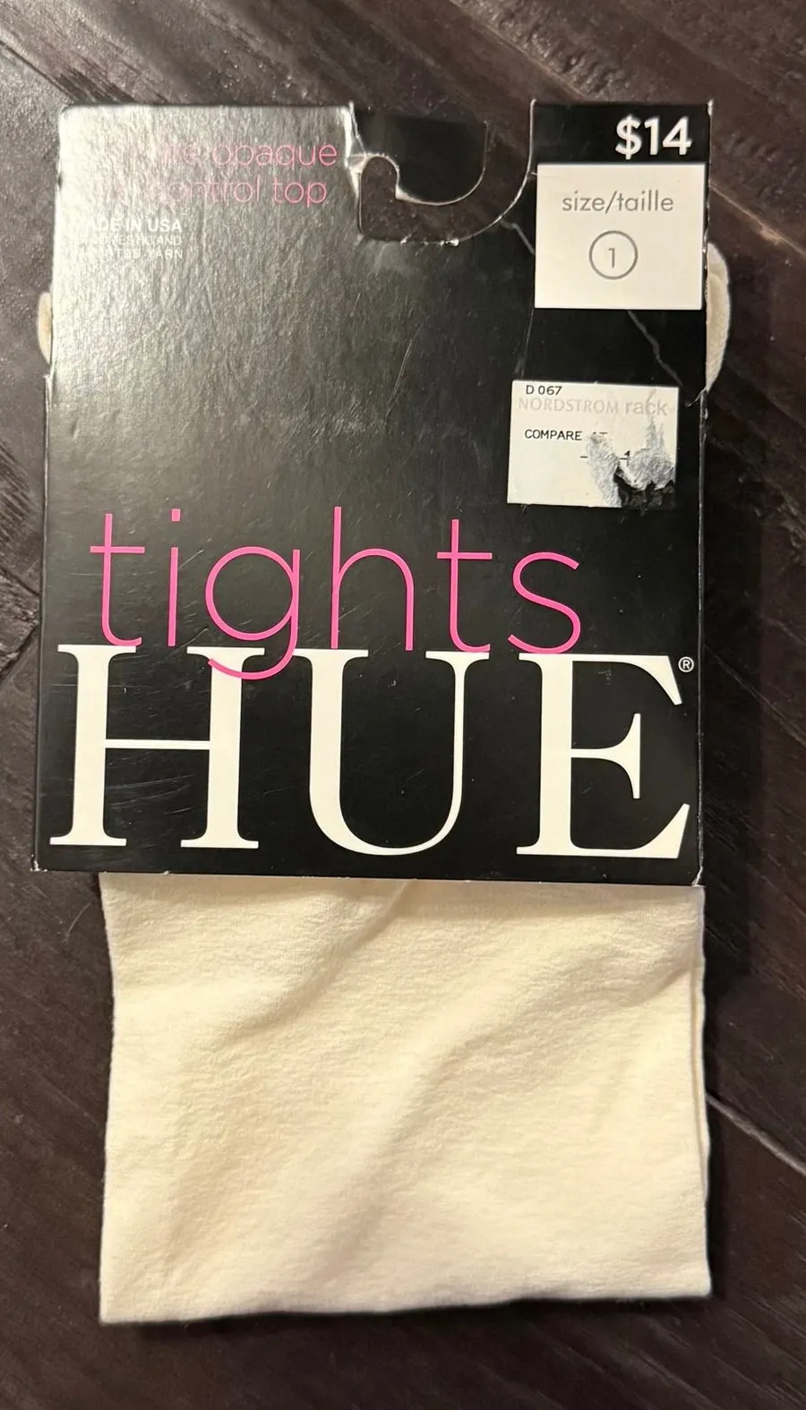 HUE Womens Size 1 Tights Ivory Ultra Opaque Control Top Hosiery DD1013 NEW