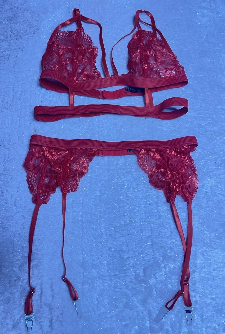 Avidlove Red Lace Lingerie Set & Suspender Belt Small Red