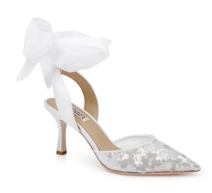 New Badgley Mischka Blaze II Satin Ankle Wrap Stiletto Pumps Size 6