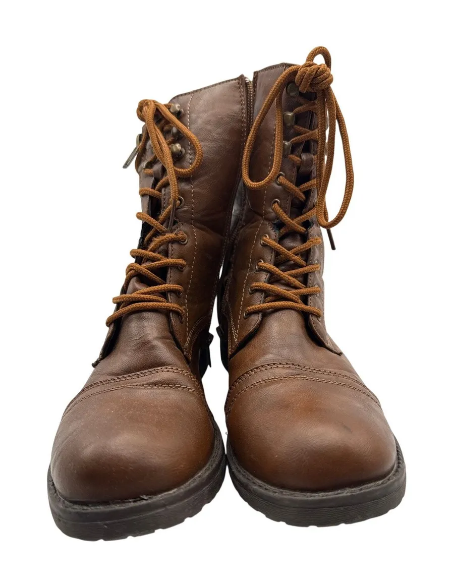 Red Circle Mid Calf combat boots Women's Size 7