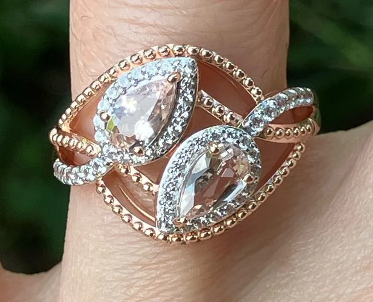 Genuine Morganite Ring Size 8 Gold
