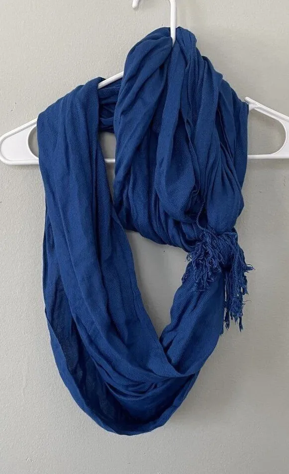 Bright blue soft winter scarf infinity option casual comfortable warm