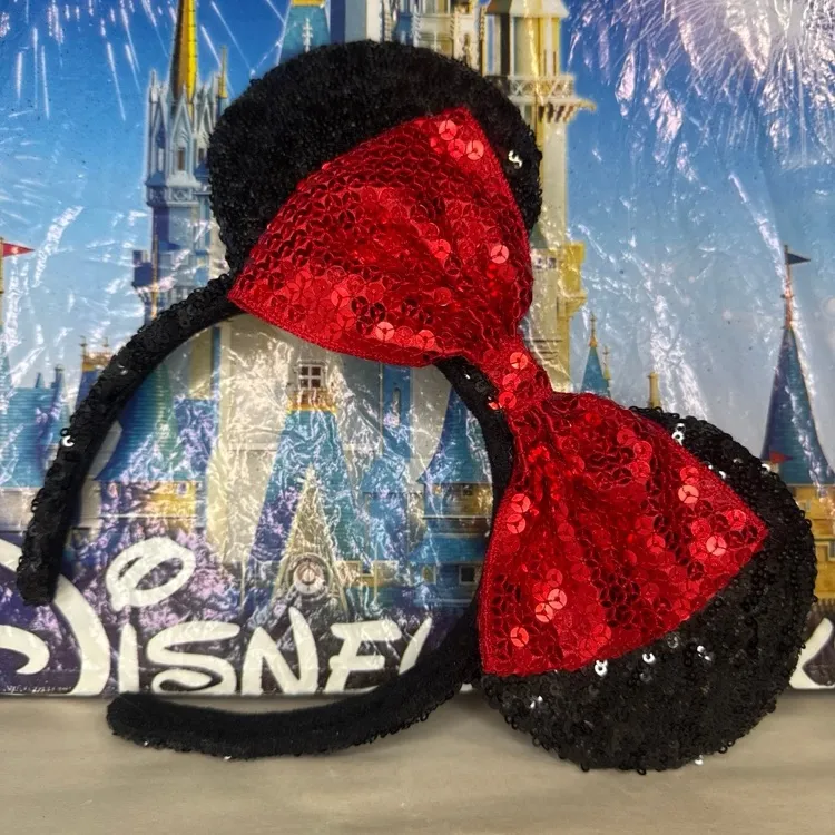 Disney parks OG sequin classic red bow Minnie Mouse ears