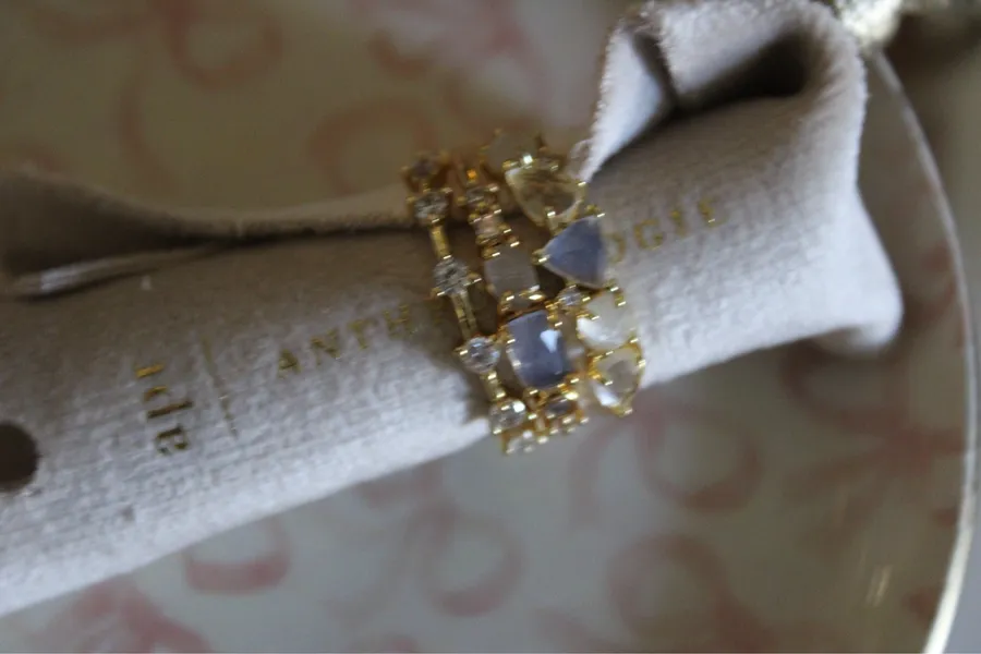 Anthropologie April Birthstone Stack Ring Set Size 9 NWT MSRP $58